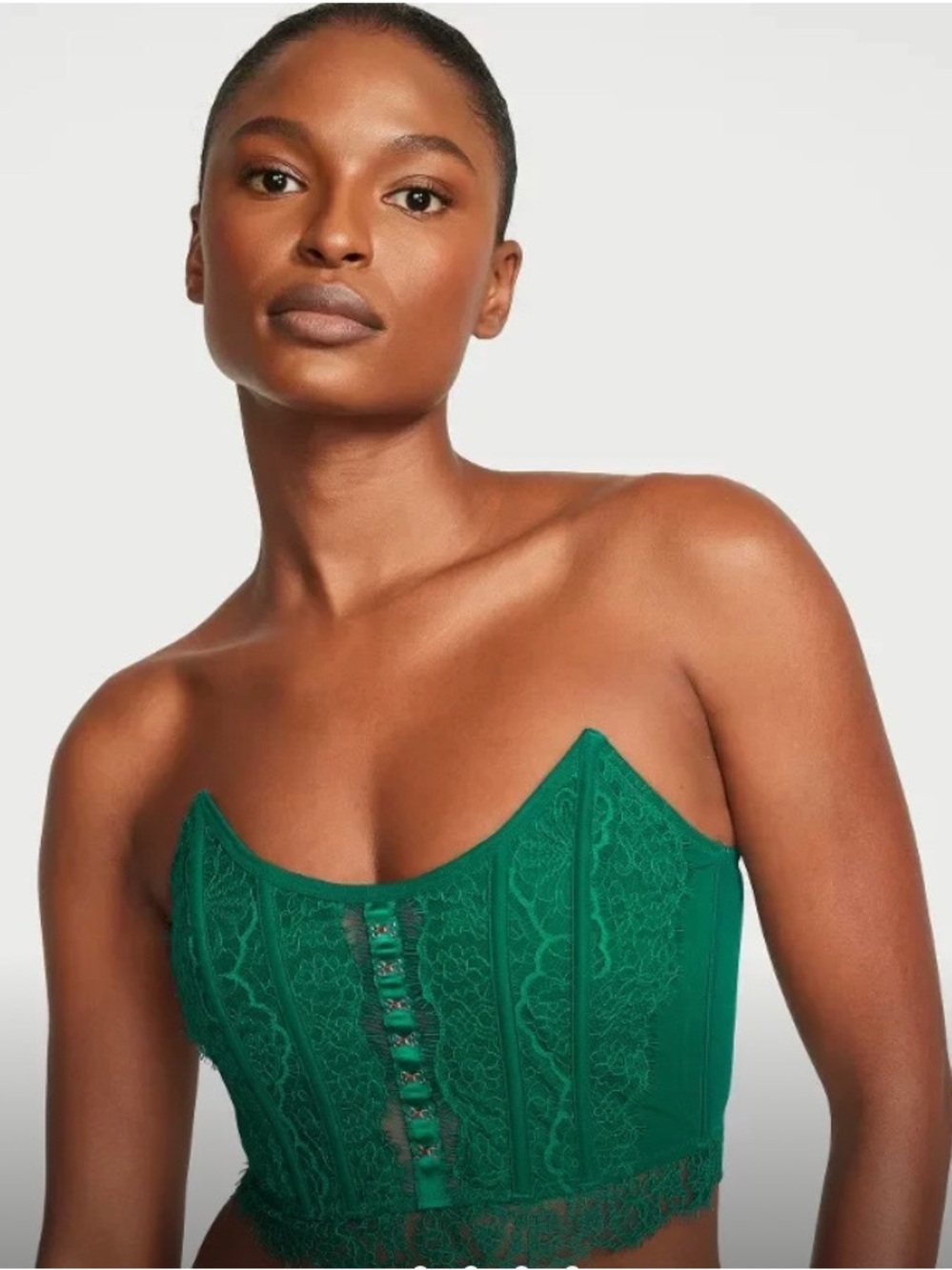 Victoria's Secret Emerald Green Lace Corset Bralette